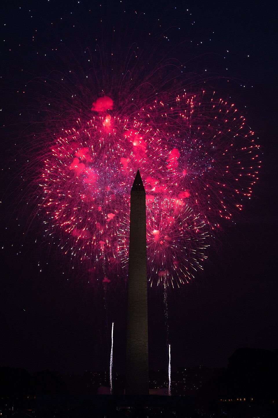 Members of the audience watch a fireworks display during A Capitol Fourth on the National Mall, Washington, July 4, 2025. A Capitol Fourth is an annual National Independence Day tradition. The event celebrates the 250th birthday anniversary of America with live performances and a fireworks display. 
