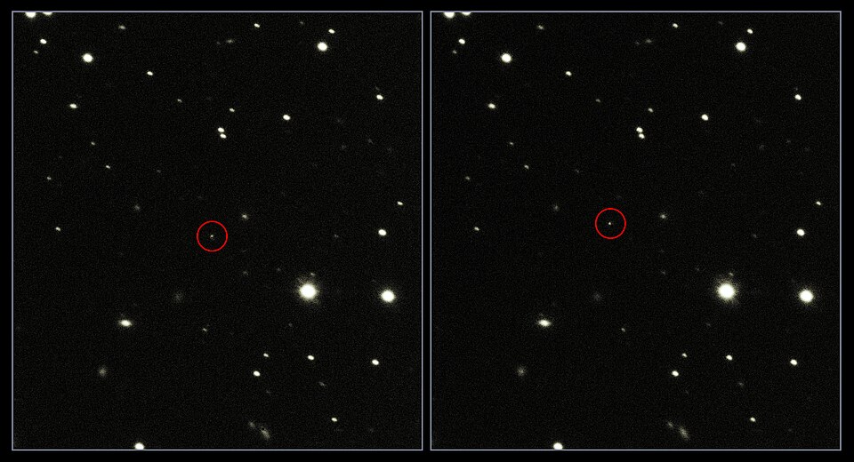 These new images from ESO's Very Large Telescope Survey Telescope (VST) show ESA's Gaia spacecraft in its position some 1.5 million kilometres beyond Earth's orbit.
Launched on the morning of Thursday, 19 December 2013, the satellite is on a quest to build a 3D map of our galaxy over the next five y