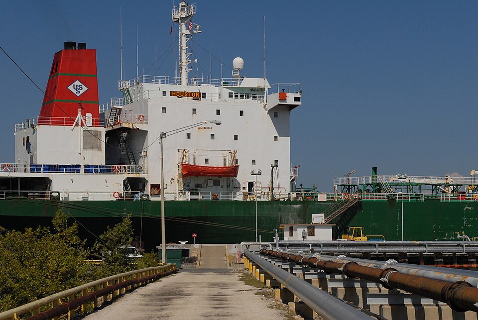 Motor Vessel Houston, an oil tanker contracted by the Military Sealift Command, docks at U.S. Naval Station Guantanamo Bay in support of Operation Unified Response, Jan. 19, 2010. Houston was chartered from Norfolk, Va., to bring additional fuel to Guantanamo Bay, which serves as a logistical hub in