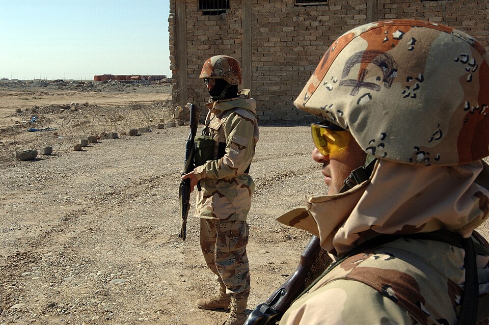 The original finding aid described this photograph as: Subject Operation/Series: IRAQI FREEDOM Base: Forward Operating Base Ramegan State: Baghdad Country: Iraq (IRQ) Scene Major Command Shown: 101ST Scene Camera Operator: SPC Teddy Wade, USA Release Status: Released to Public