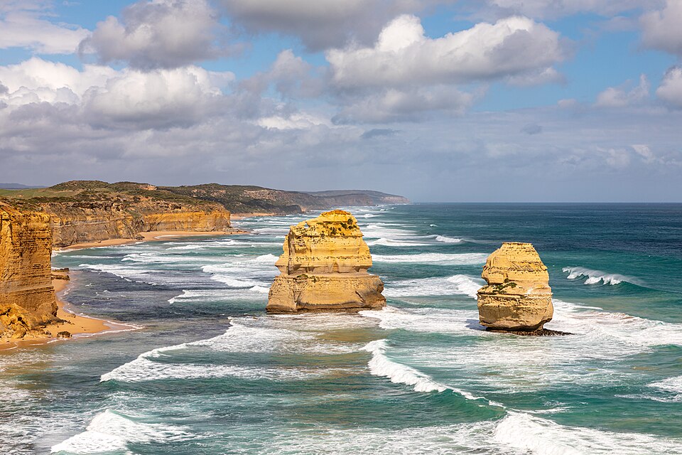 Twelve Apostles at Port Campbell National Park, Princetown, Victoria, AustraliaPort Campbell National Park is located on the south coast of Victoria along the Great Ocean Road and protects a spectacular coastal landscape of limestone, cliffs, caves, and natural bridges.Its geological formation dates