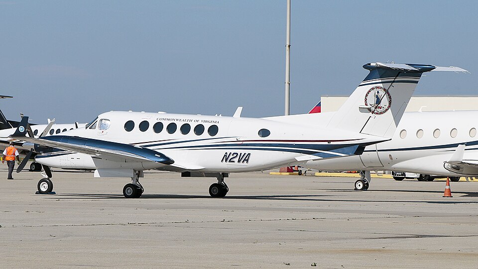 A King Air 350 of the Flight Operations Division of the Virginia Department of Aviation on the tarmac in Atlanta