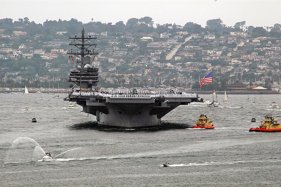 San Diego, Calif. (July 23, 2004) - The Navy’s newest and most technologically advanced aircraft carrier USS Ronald Reagan (CVN 76) enters San Diego harbor for a homeporting celebration, welcoming the ship to Naval Air Station North Island, and officially joining the U.S. Pacific Fleet. The celebrat