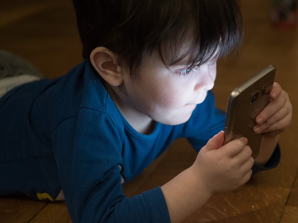 An image uploaded in 2018 with the title "Boy Mobile Phone Addiction"