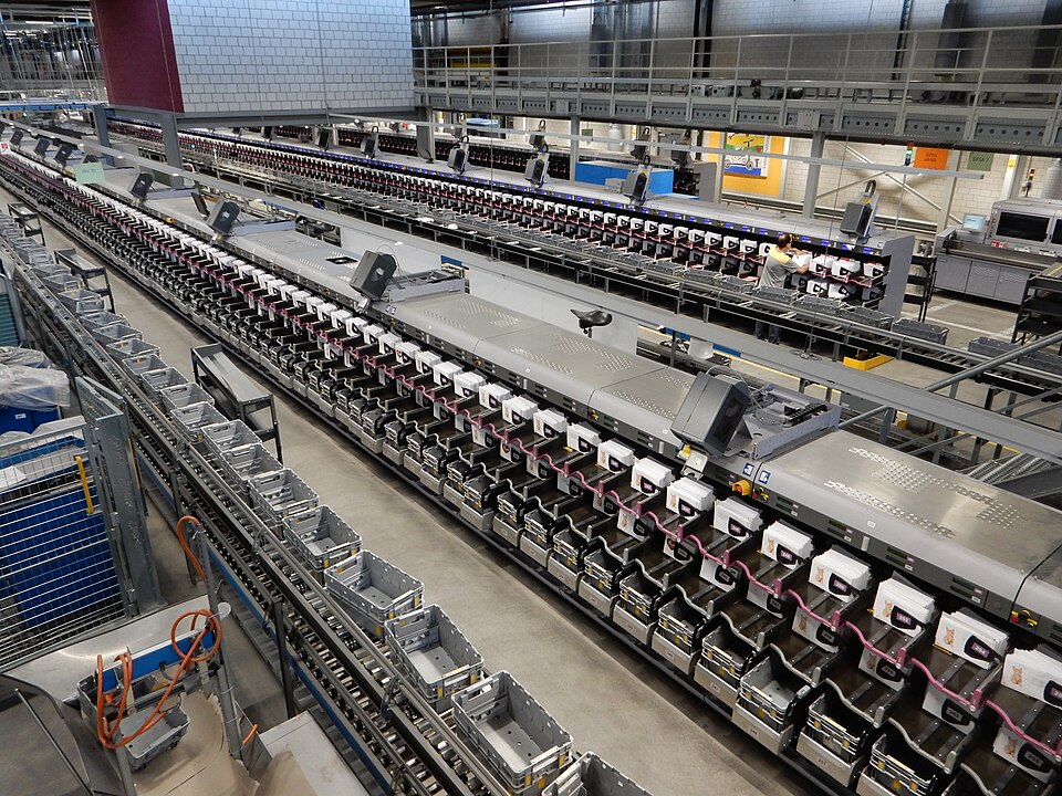 Briefzentrum Härkingen (Kanton Solothurn, Schweiz) der Schweizerischen Post. Automatische Feinsortierung