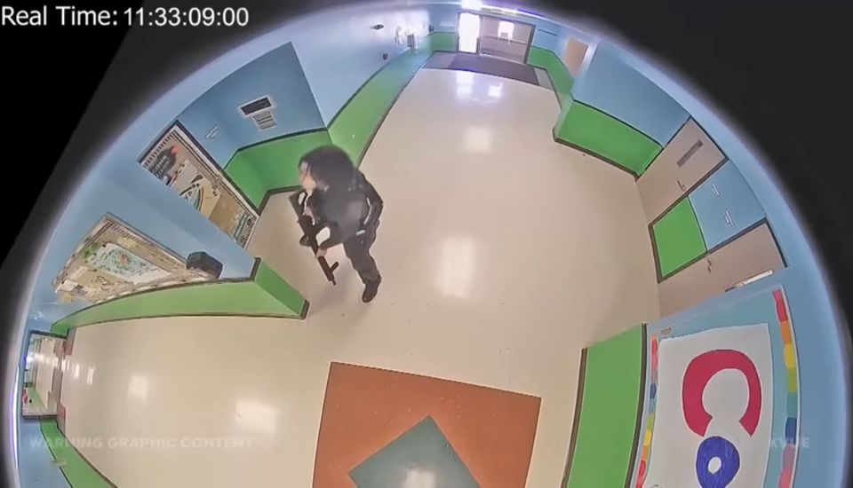 Screenshot of Ramos entering Robb Elementary School in Uvalde, Texas. Captured by CCTV camera.