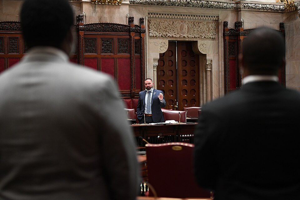 of the NYS Senate.
The NYS Senate started passing  a package of legislation for police reforms.  
NYS Senate Chamber, Capitol Building, Albany NY 

Photo Courtesy of NY Senate Media Services