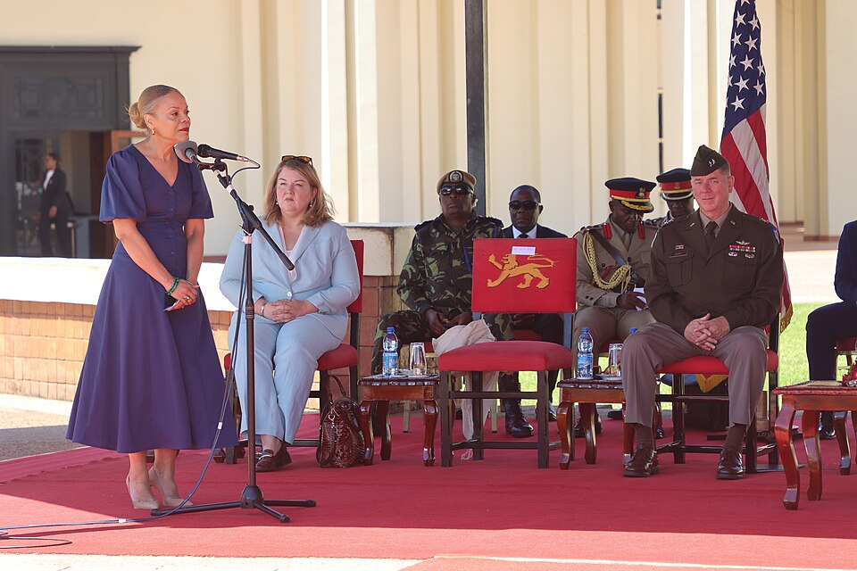 Mrs. Kristi Jones, Chief of Staff for the North Carolina governor’s office speaks at the state partnership program signing ceremony in Lilongwe, Malawi, April 27, 2024. The signing ceremony was held to commemorate the new partnership between North Carolina and the Republic of Malawi. The State Partn