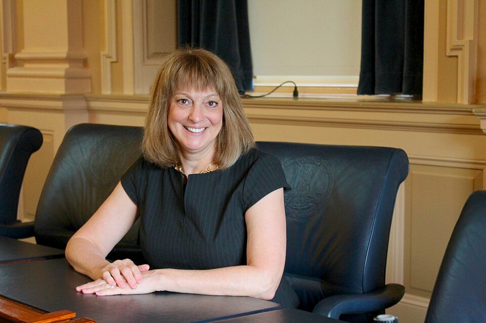 In 2017, Delegate Roxann Robinson smiling after a productive legislative session in House chamber in