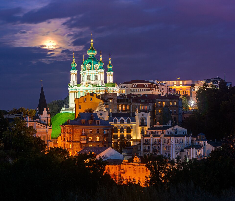 St Andrew's Church and Andriyivskyy Descent in Kyiv, Ukraine.