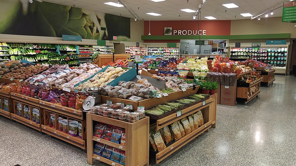 The produce section in a Publix Super Market in Tri-City Plaza, Clearwater, Florida. Among the veget