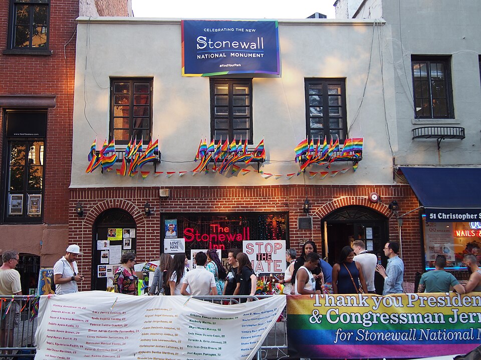 Outside of the official business district, the Stonewall Inn, a gay bar on Christopher Street in Man