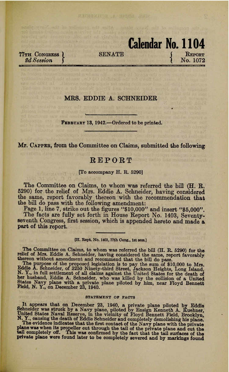 Eddie August Schneider 1942 inquiry page 01 of 11 Senate version