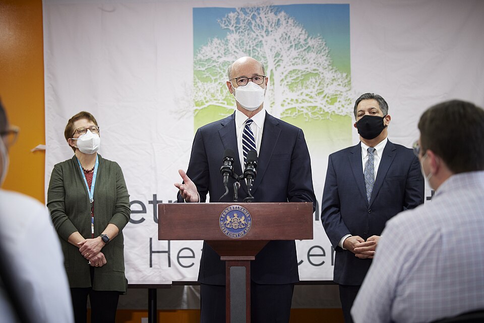Pennsylvania Governor Tom Wolf speaks with the press.  Governor Tom Wolf today met with health care professionals and state and local leaders at Metro Community Health Center in Pittsburgh to discuss the upcoming deadline for 2022 health care coverage through Pennsylvania's state-based health insura