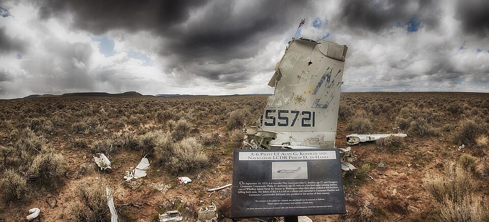 Burma Rim in southern Oregon is a veritable air crash museum.
Spanning nearly 30 years, this site has witnessed two major military airplane accidents. The first, a World War II airplane, dropped out of the sky to rapidly descend two miles before hitting the ground. And then in 1973, a Vietnam-era ai