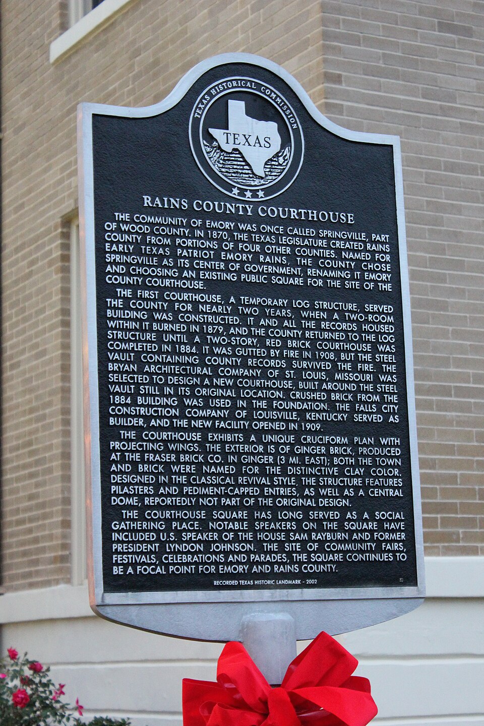 The community of Emory was once called Springville, part of Wood County. In 1870, the Texas Legislature created Rains County from portions of four other counties. Named for early Texas patriot Emory Rains, the county chose Springville as its center of government, renaming it Emory and choosing an ex