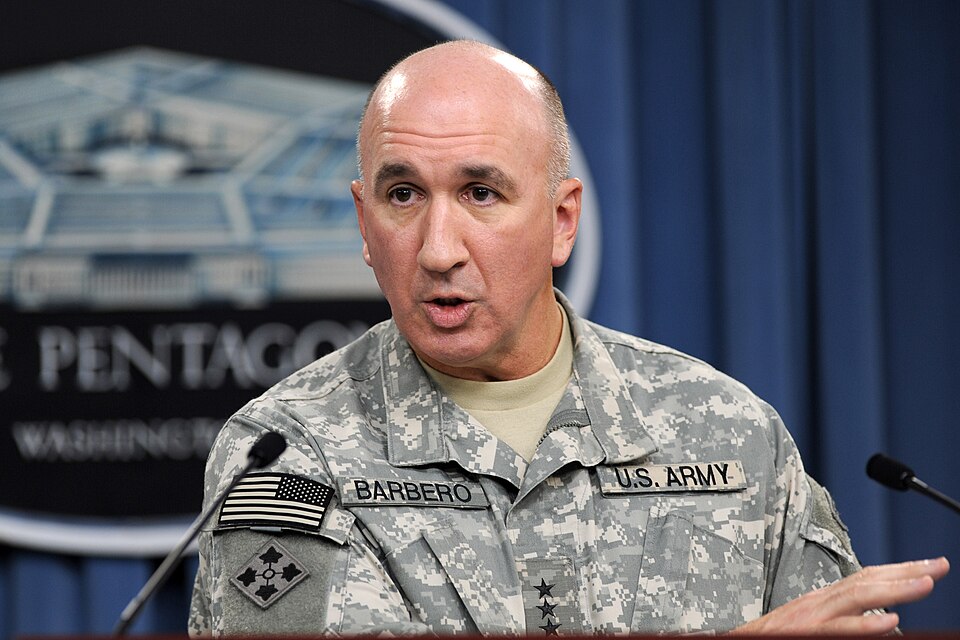 Lt. Gen. Michael D. Barbero, the Army official responsible for training the Iraqi armed forces and police, conducts a press briefing in the Pentagon on June 18, 2010. He discussed the readiness of the Iraqi forces to assume the full burden of providing their nation's security when the United States 