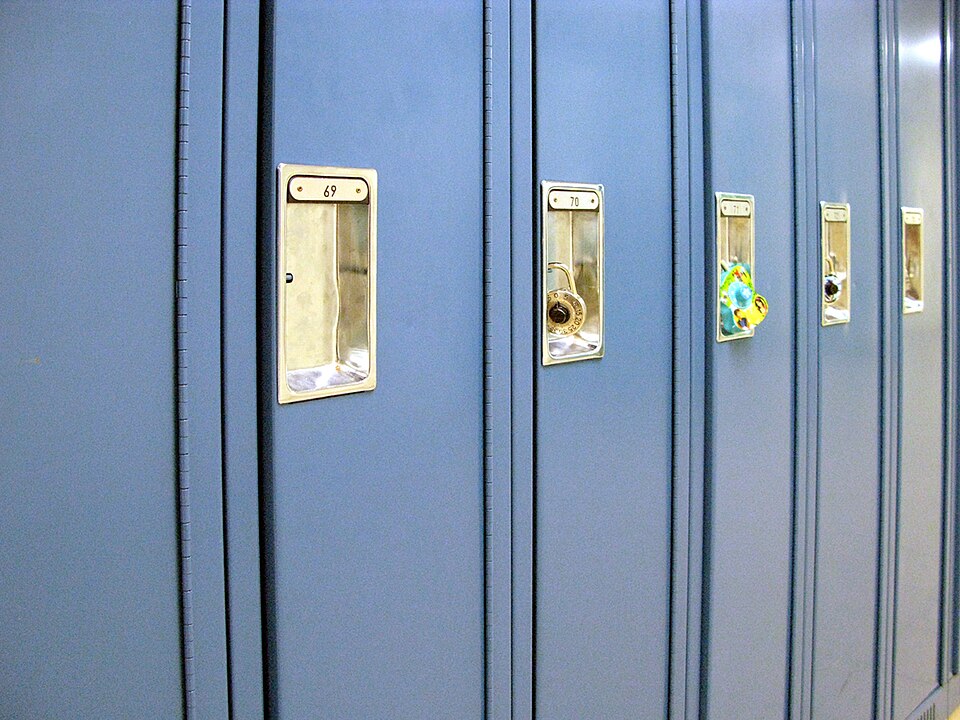 This are some of the lockers used by students in the hallway.